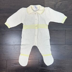 Vtg 70s Cradleknit Jumper Gender Neutral Cream Bodysuit Long Sleeve Soft Romper